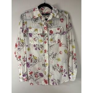 Lauren Ralph Lauren Floral Print Button Down Shirt Size S Casual Lightweight